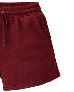 Shorts en molleton de coton bordeaux personnalisés pour femmes, taille élastique, décontractés, pour l'été, vêtements de détente, fabricant sur mesure, qualité supérieure - Product Image 4