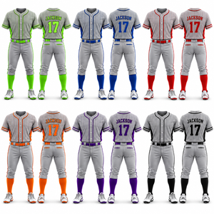 Uniforme de Béisbol Sublimado Personalizado, Conjunto de Camiseta y Pantalones de Béisbol con Botones para Hombre, Ligero, Transpirable, Ropa Deportiva OEM - Product Image 2