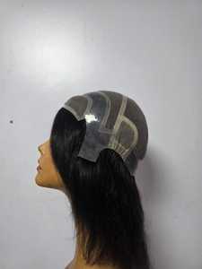 Perruque complète longue en cheveux vierges péruviens noirs naturels, dentelle transparente, cheveux de bébé, taille moyenne, base en dentelle suisse - Product Image 2
