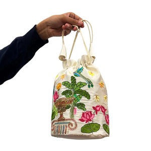 Premium Quality <b>Ivory</b> Garden Banarasi Potli Bag Bag Available for Affordable Price from India - Product Image 3
