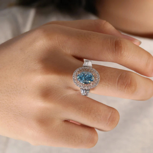 Women 18K <b>Gold</b> Oval Topaz <b>Cocktail</b> <b>Ring</b> Pave Diamond Luxury Engagement <b>Ring</b> - Product Image 1