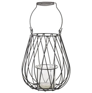 Porte-bougie votif en fer et verre finition noire Royal Look pour décoration de Noël et de fêtes à la maison, à suspendre - Product Image 1