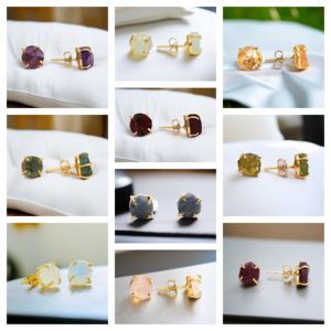 Pendientes de Plata de Ley 925 con Amatista y Baño de Oro al por Mayor |   Proveedor de Joyería con Piedras de Nacimiento de Febrero - Product Image 2