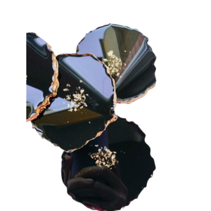 Handmade Round <b>Resin</b> Coaster Set For Drinks Pink Pearlescent <b>Epoxy</b> Art With Gold Foil Accents Custom Contemporary <b>Table</b> Decor - Product Image 2