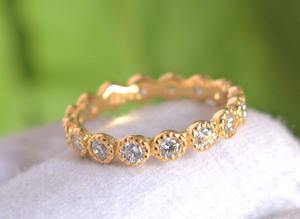 Classic S925 Sterling Silver 18K Gold Plated Peridot Gemstone Eternity Band <b>Ring</b> Bezel Setting Unisex Everyday Wear Fine Jewelry - Product Image 5