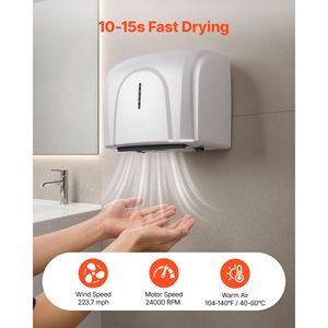 Asciugamani Elettrico Domestico 1300W Automatico ad Alta Velocità con Filtro HEPA, Asciugatura Rapida, Costruzione Premium in ABS, AC110 - Product Image 2