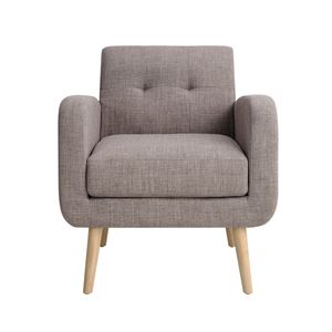 Sillón Individual de Estilo Moderno de Mediados de Siglo con Patas de Madera de Caucho y Tapicería de Tela para Sala de Estar - Product Image 1