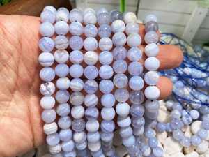 Perles rondes lisses en agate bleue naturelle AA, 3 mm, 4 mm, 6 mm, 8 mm, 10 mm, 12 mm, pierres précieuses en vrac pour la fabrication de bijoux - Product Image 6