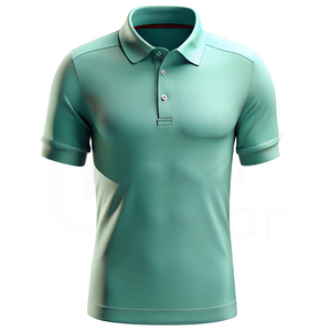 Polo de Punto de Manga Corta para Hombre, Color Sólido, Estilo Casual, Corte Regular, Verde - Product Image 1