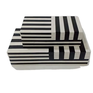 Luxury Black White Bone Inlay Jewelry <b>Box</b> | Handmade Wooden Storage Organizer for Rings Necklaces Earrings Keepsake <b>Gift</b> Case - Product Image 2