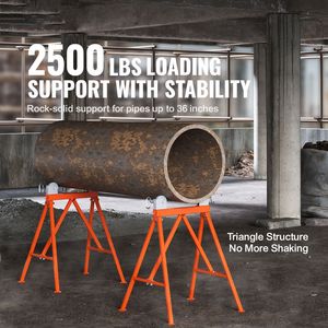 45# Steel Seamless Pipe Stand with <b>Roller</b> Head Load Capacity 2500 LBS for 2-36 Inches Pipes - Product Image 6