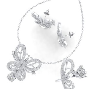 REYES Factory Wholesale Price 925 Sterling <b>Silver</b> Pear Cut 3.51Carat Moissanite <b>Necklace</b> <b>Set</b> Jewelry For Women Anniversary Gift - Product Image 1