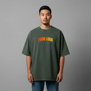 T-shirts Hip Hop Homme Unisexe en Coton/Polyester de Haute Qualité, Vente en Gros, Logo Brodé Personnalisé, Épaules Tombantes - Product Image 1