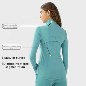 Chaquetas Deportivas Personalizadas de Secado Rápido y Buena Calidad con Cierre para Mujer, Ropa Deportiva para Correr, Yoga, Gimnasio, Manga Larga - Product Image 3