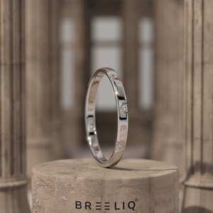 14K Solid Gold Lab Grown Diamond Minimal Geometric Ring Slim Scattered Diamond Band Modern Stackable <b>Wedding</b> Jewelry - Product Image 1