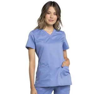 Haut de blouse médicale en jersey, coupe ajustée, unisexe, pour usage hospitalier, chemises de travail tricotées, vente en gros - Product Image 6