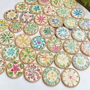 Natural Handmade Woven Rattan Flower Classic Plate Eco Friendly <b>Table</b> <b>Protection</b> Vietnam Holiday Decoration & Gift - Product Image 1