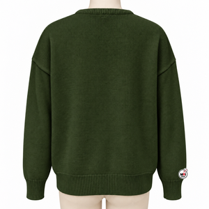 Cardigan Vert en Acrylique pour Femme, Longueur Standard, Pulls Élégants à Manches Longues, Col Rond, Détails Perles, Poches, Tendance Hiver, Extérieur - Product Image 2