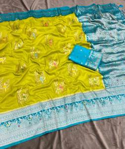 Sari en soie jacquard imprimé Pashmina de créateur – Spécial Marché International - Product Image 4