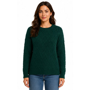 Pull en maille de luxe pour femme, décontracté, avec logo frontal, confort premium, respirant, haute qualité, 100% coton/laine, personnalisable - Product Image 1