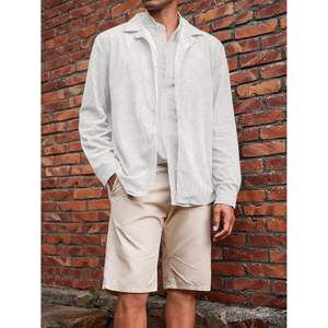 Chaqueta de pana informal para hombre 2025, chaqueta ligera de manga larga con botones cubanos, camisas con botones - Product Image 5