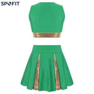 Tenues de cheerleading personnalisées pour équipes, technologie de séchage rapide, haut court sans manches et jupe, ensemble uniforme de cheerleading - Product Image 3