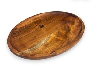 Plateau de service ovale moderne en bois Moradabad Art Metal Ware, motif nature de la nature, poignée en corde, grain naturel, fait main pour la salle à manger - Product Image 2