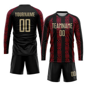 Uniforme de Fútbol Personalizado Sublimado en Negro, Dorado y Rojo Vegas, Jersey de Calidad Profesional, Equipación de Fútbol Transpirable - Product Image 4