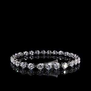 Gold Diamond <b>Flower</b> Vintage Silver Plated High Purity Luxury Round Brilliant Cut IGI Certified <b>Bracelet</b> Party Engagement Gift - Product Image 2