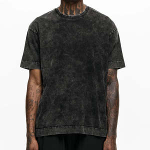 T-shirt col rond vintage personnalisé en coton 100% épais 220 g/m² délavé à l'acide, coupe oversize pour homme, anti-boulochage et anti-plis - Product Image 5