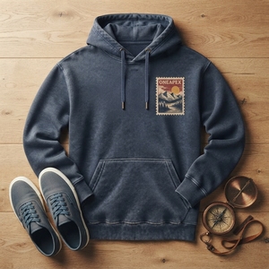 Custom <b>Navy</b> Pullover Hoodie <b>Mens</b> Mountain Stamp Graphic Hooded Sweatshirt Casual Streetwear Fashion OEM ODM Wholesale Apparel - Product Image 2