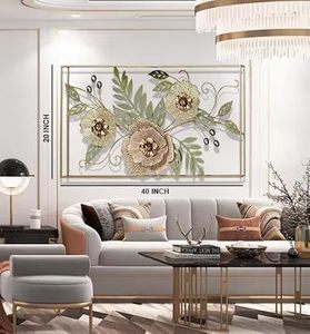 Contemporary Metal Wall Art Floral Botanical Rectangle Handmade Decorative Hanging Accent - Product Image 4