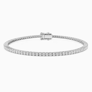 Bracelet tennis en diamant rond de laboratoire de 2 carats, bracelet à maillons en or massif 9K 10K 14K 18K avec 4 griffes pour diamant, boîte de sécurité double sécurisée - Product Image 1