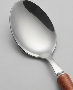 Ensemble de couverts minimalistes avec manches en bois, acier poli miroir, passe au lave-vaisselle, idéal pour les événements de restauration - Product Image 3
