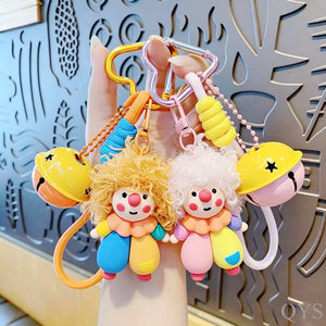 QYS Cartoon Curly Clown Plush Keychain Funny Fur Doll <b>Bag</b> Charm Cute <b>Key</b> <b>Ring</b> Gift - Product Image 4