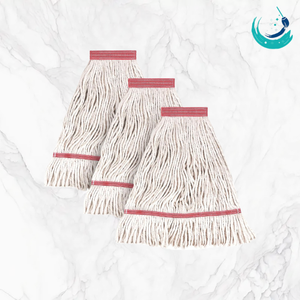 KSR High Quality Cotton White Yarn Kentucky Mop Heads 2" Red Top Mesh Band Self Wringer Reusable Durable Floor Cleaning - Product Image 3