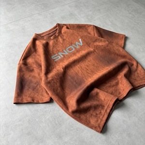 T-shirt à manches courtes pour homme imprimé neige, col rond, en polyester tricoté, décontracté, respirant, coupe classique, logo sur le devant - Product Image 2