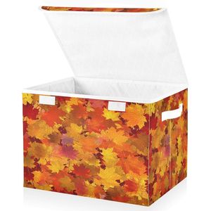 Contenitori per foglie autunnali con coperchi e maniglie, pieghevoli, in legno d'acero, per lavanderia, comodi contenitori portaoggetti con coperchio - Product Image 3
