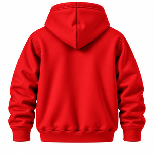 Sweat-shirt à capuche rouge WARPRO unisexe en polaire, pull décontracté avec poche avant, logo thermocollé, vêtement d'hiver écologique - Product Image 2