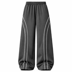 Pantalones Deportivos Jerry Wear para Hombre, de Pierna Ancha y Talla Grande, con Ribete en Contraste, Viscosa/Poliéster, Cintura Elástica, Ligeros, para Invierno - Product Image 4