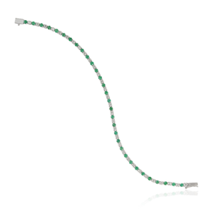 Wholesale Factory Price Dainty Emerald & Diamond Solid K14 <b>White</b> Gold Sleek <b>Bracelet</b> Minimal Stacking Jewelry Everyday Wear - Product Image 6