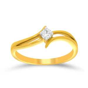 Elegante Anillo Bypass de Oro Amarillo de 14K con Diamante Solitario para Mujer, Anillo de Boda Minimalista, Regalo de Aniversario - Product Image 1