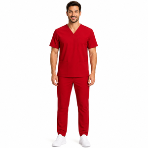 Custom Men Scrub <b>Set</b> V Neck Short Sleeve Top Jogger Pants Medical Uniform <b>Doctor</b> Nurse Suit Solid Color Work Wear Men Scrub <b>Set</b> - Product Image 1