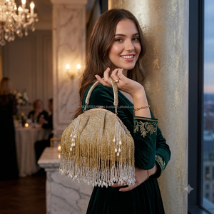 Bridal Potli Bag <b>Wedding</b> Beaded Handmade Fashion Evening <b>Clutch</b> Party Nylon Lining Portable Durable - Product Image 2