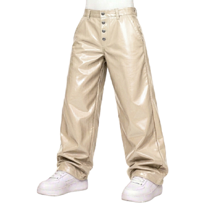 Pantalon en similicuir PU brillant, coupe slim, effet mouillé, pour homme, idéal pour les soirées en boîte de nuit, sexy, uniforme de club, pantalon long en cuir. - Product Image 3