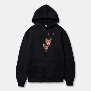 Sudadera con Capucha Personalizada Unisex con Estampado Gráfico de Gato Rojo Divertido y Eslogan 'Ew People', Sudadera de Forro Polar para Hombre y Mujer - Product Image 3