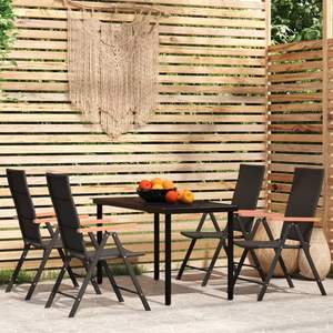 Set da Pranzo Nero per Giardino, Arredamento da Esterno per Patio - Product Image 1