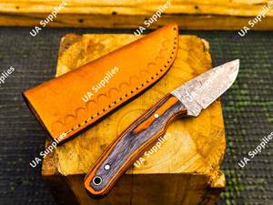 Cuchillo de Caza de Acero de Damasco con Mango de Madera, Hoja de Punta Caída y Borde Recto, Cuchillo de Supervivencia para Exteriores - Product Image 3