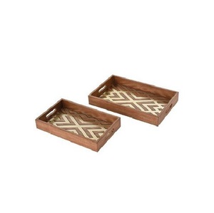 Eco-Friendly Wooden Hospitality Tray for Hotel Room Service Restaurant Catering <b>Breakfast</b> Delivery Guest Entertainment Party Use - Product Image 1