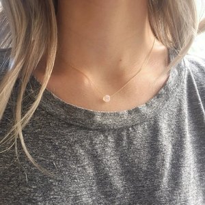 Dainty Rainbow Moonstone <b>Necklace</b> for Women, Minimalist Gold Gemstone <b>Necklace</b>, Handmade Simple Jewelry Gift - Product Image 1
